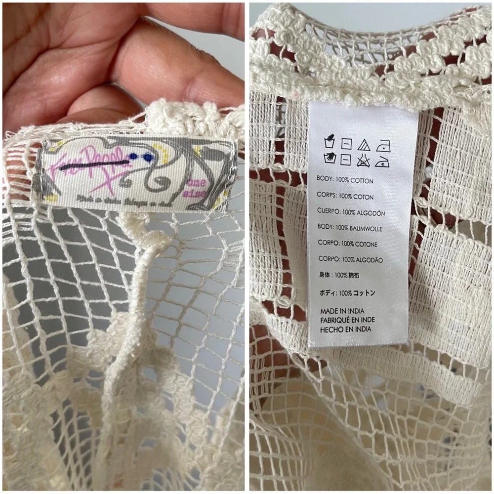 Cottagecore Free People Ivory Off the Coast Lace beach coverup One Size NWOT